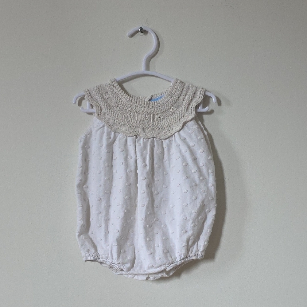 Mac Ilusion Cream and White Baby Romper, 6M